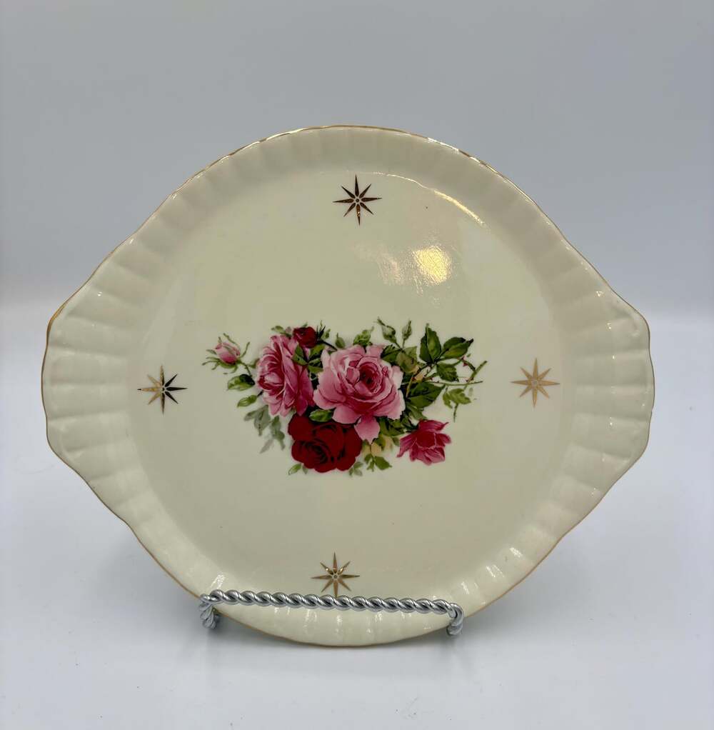 Vintage Formalities by Baum Brothers Decorative Plate — Roses & Gold Stars, 6" P